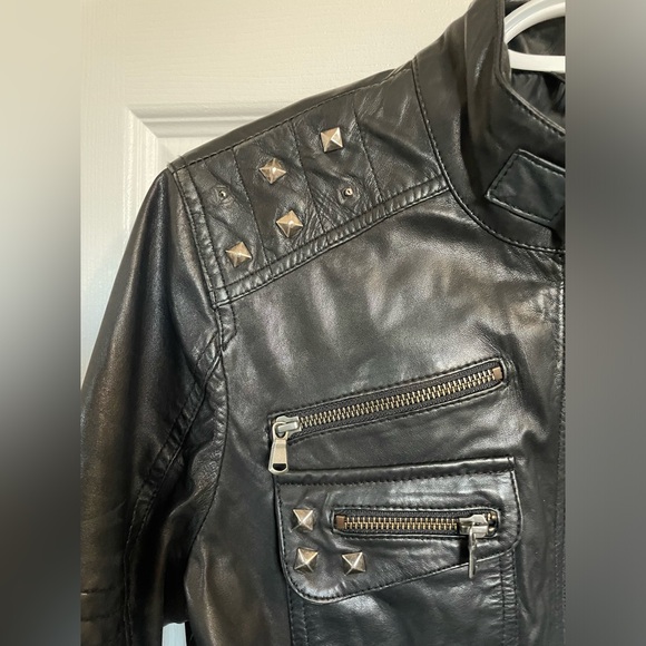 Studded Genuine Leather Motorcycle jacket - Picture 3 of 7